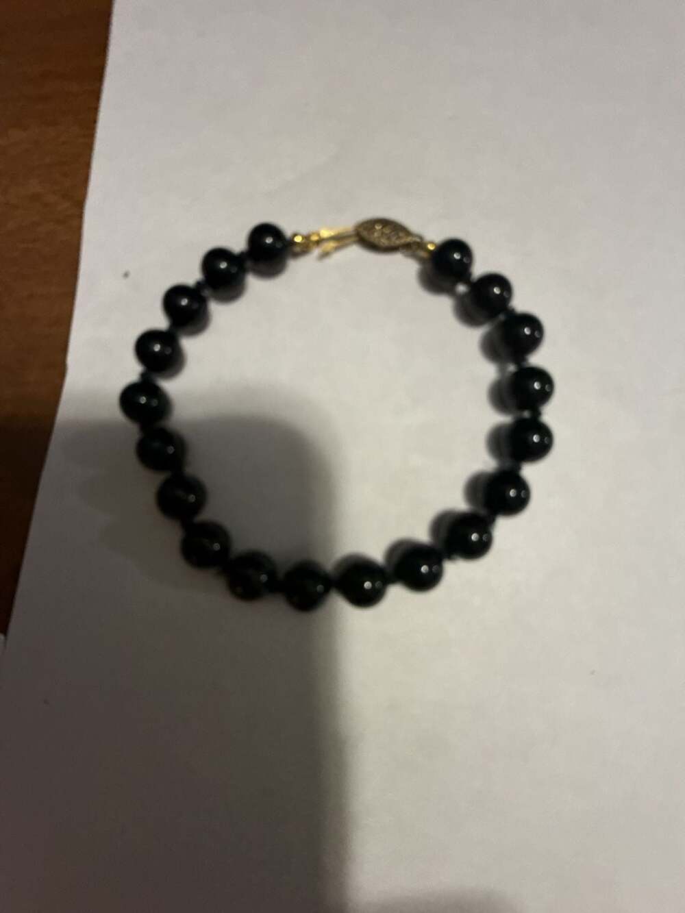 Vintage 925 Sterling Silver BLACK ONYX Beaded Artisan Made Bracelet 7.5” Length